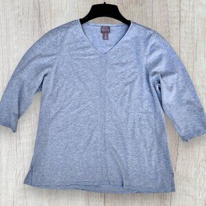 CHICO'S Light Blue V Neck Lightweight Linen Blend Knit Sweater L XL Size 3